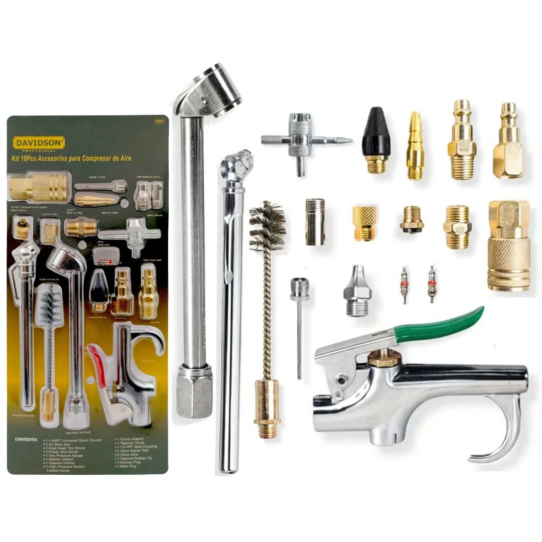 Accesorios compresor de aire – 18 pcs. – acoples pico mide infla