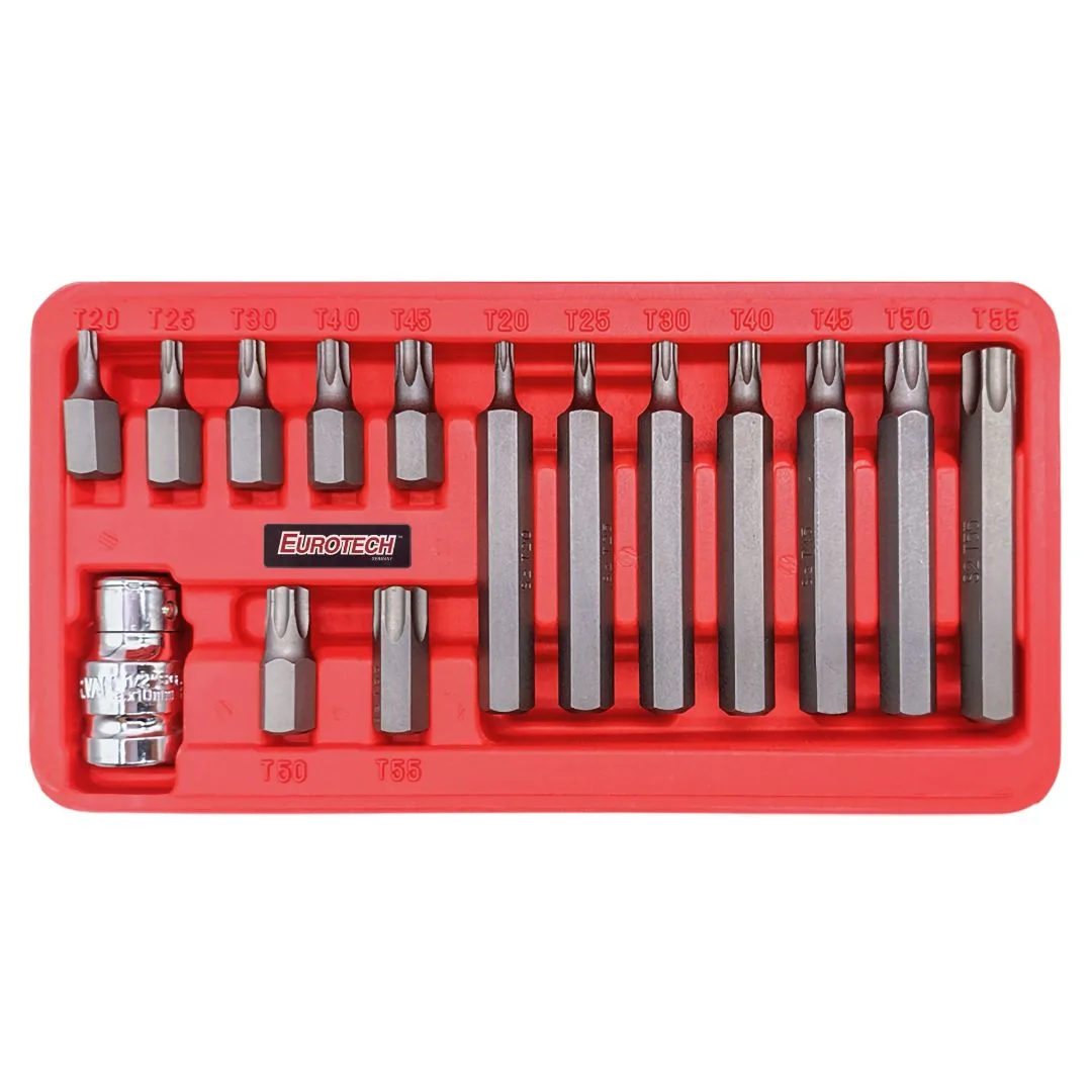 Puntas Torx acero S2 x15 pzs / cortas y largas – T20 a T55