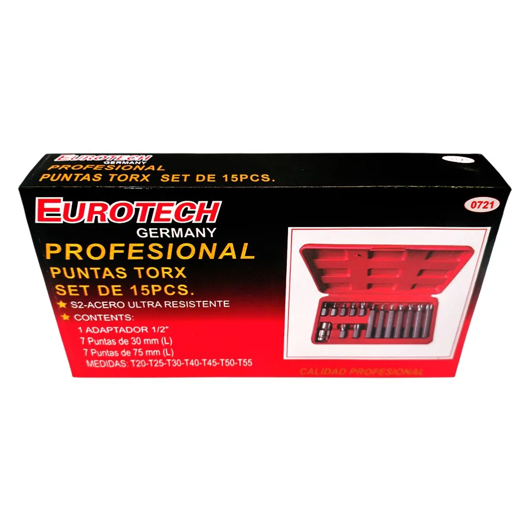 Puntas Torx acero S2 x15 pzs / cortas y largas – T20 a T55 - imagen 3