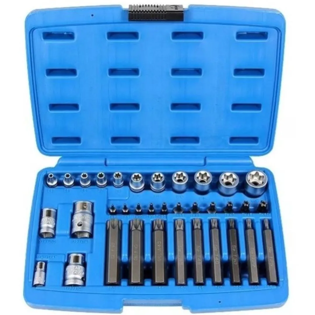 Puntas y Tubos 1/4″ 3/8″ – Torx – 35 pcs. (inc. adaptadores)