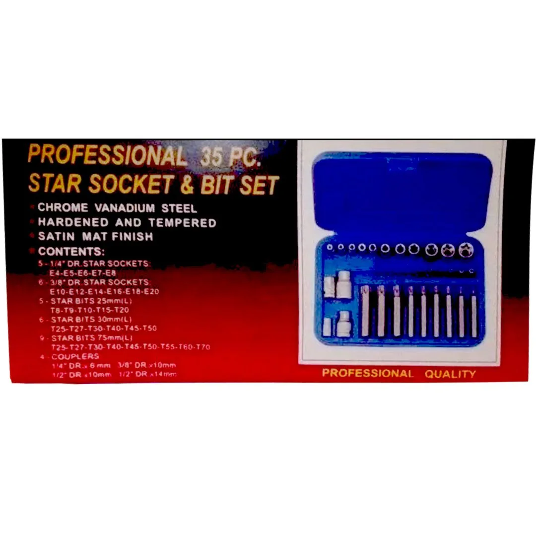 Puntas y Tubos 1/4″ 3/8″ – Torx – 35 pcs. (inc. adaptadores) - imagen 2