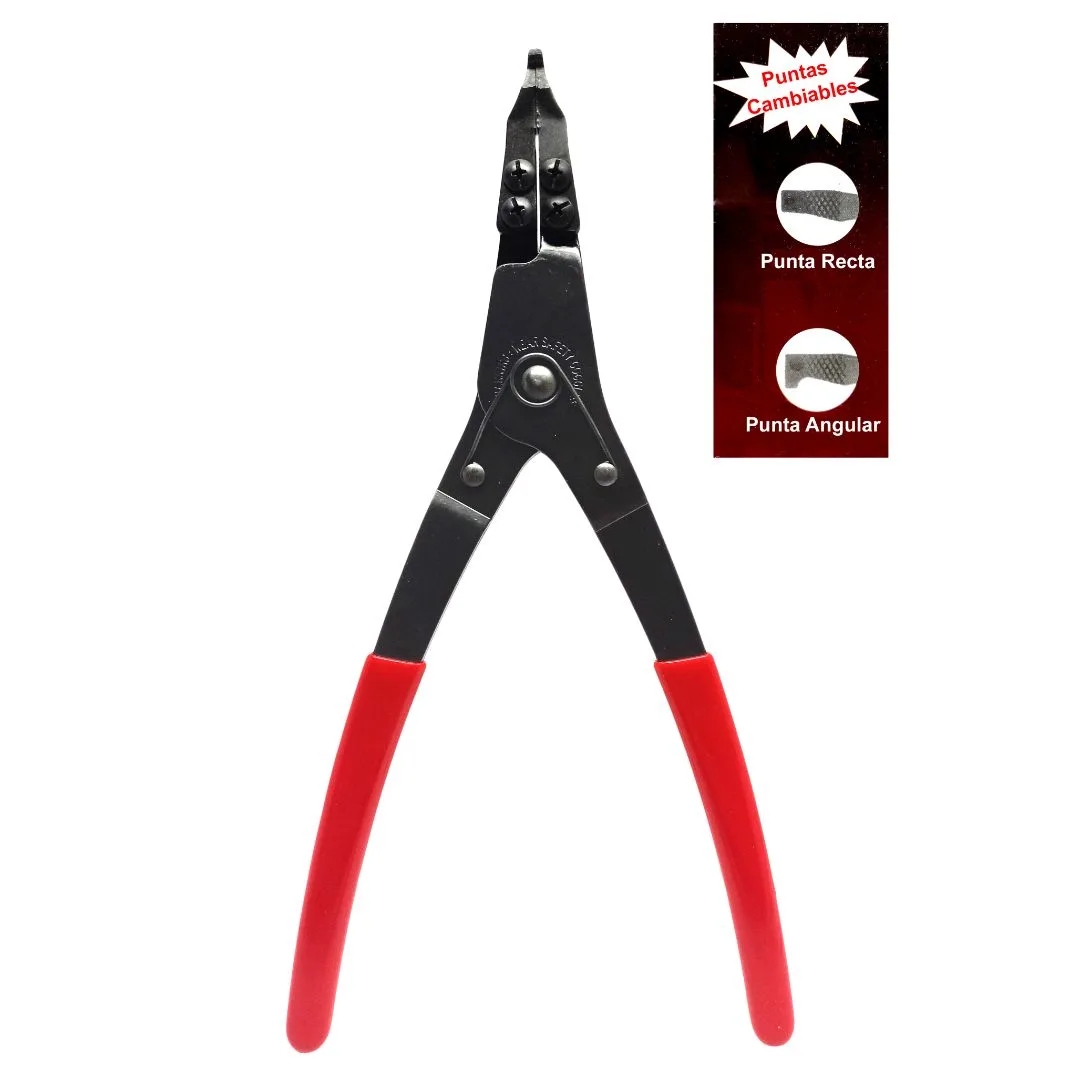 Pinza para seguros de caja – puntas cambiables – largo 35 cm.