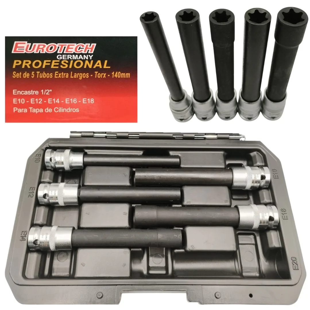Puntas torx con dado – extra largas – encastre 1/2″ – 5 pcs.