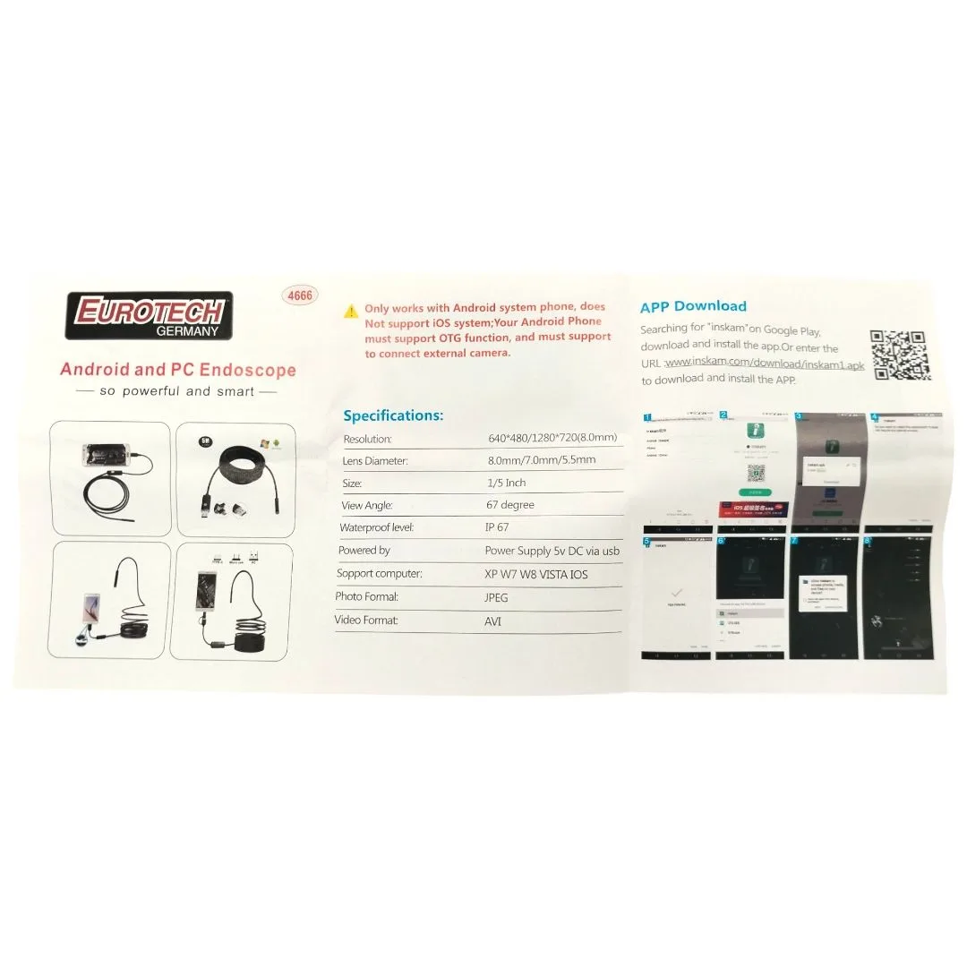 Cámara endoscópica Led 5 metros impermeable – USB / USB-C - imagen 6