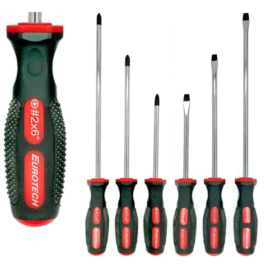Destornilladores planos y phillips / mango goma / punta imán – 6 pcs.