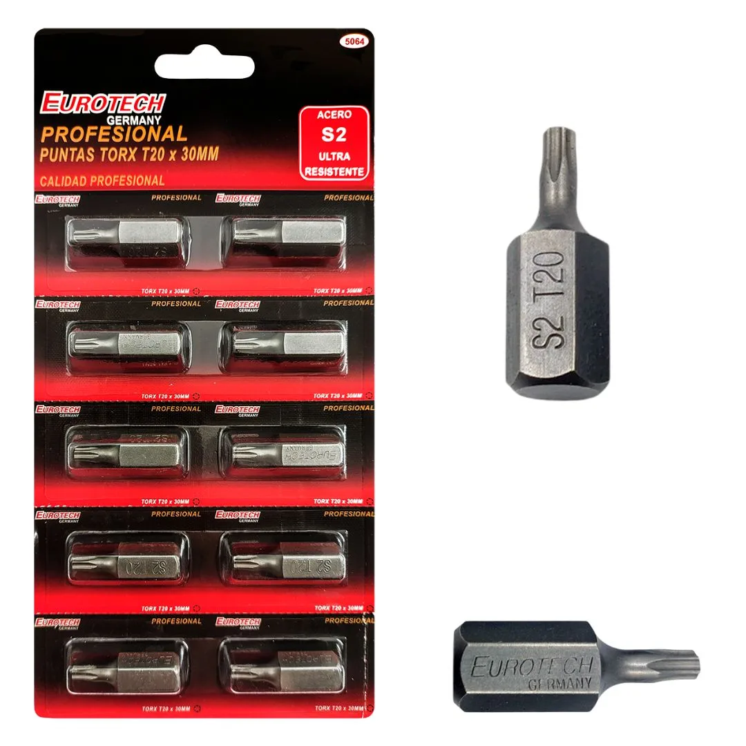 Puntas cortas Torx – T20 – Blister x 10 u.