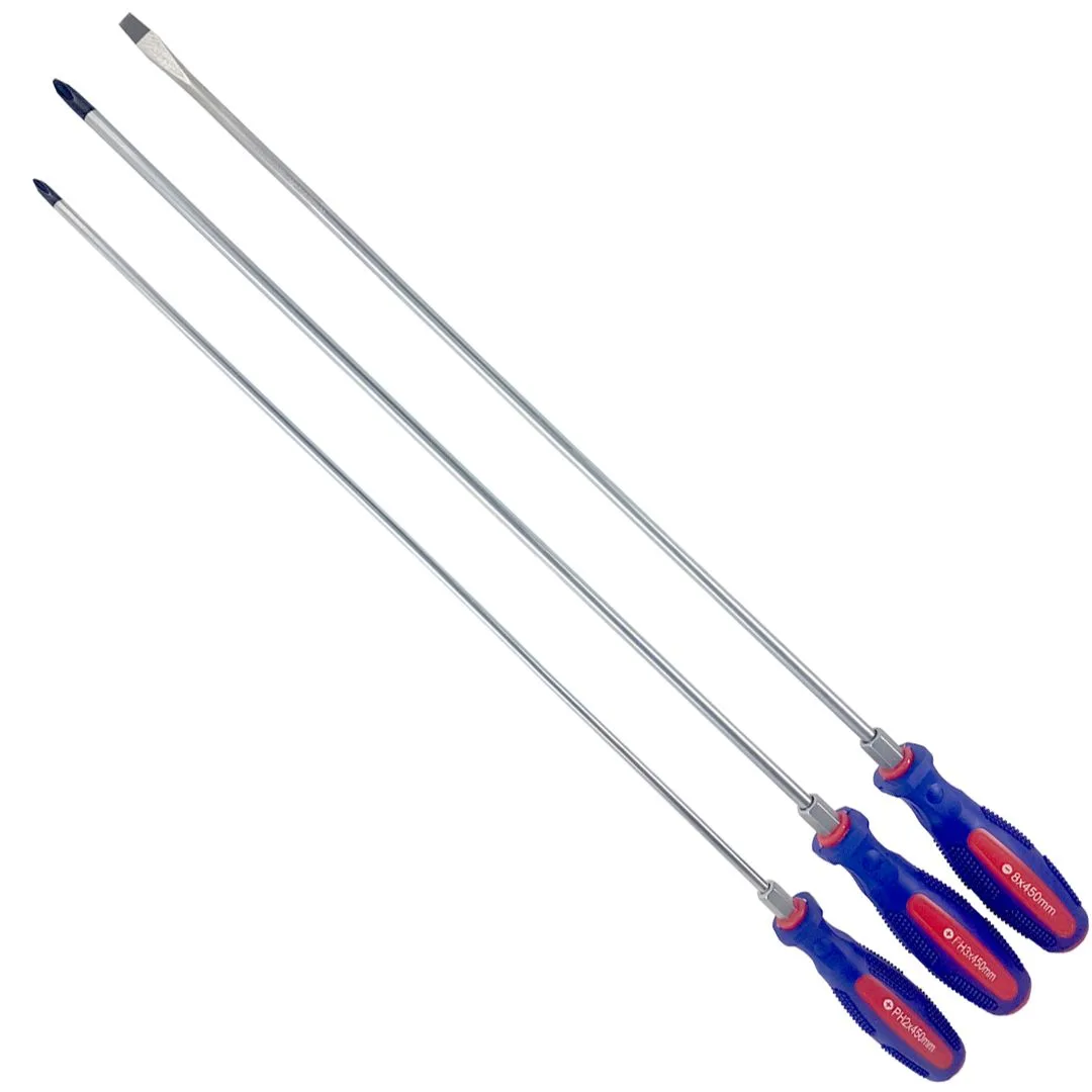 Destornilladores extra largos Plano y Phillips – 3 pcs. - imagen 2