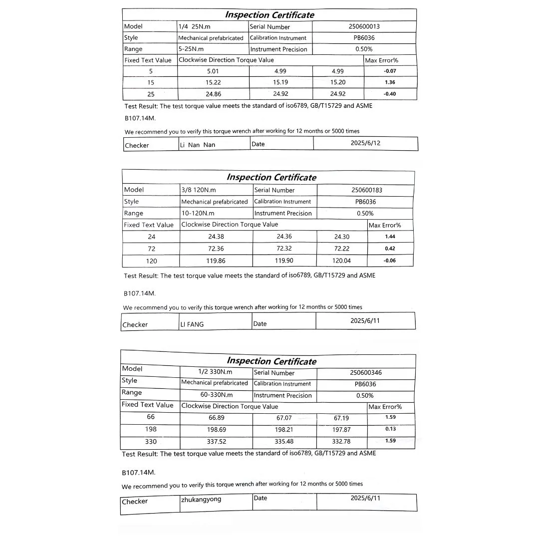 Juego 3 Torquímetros – 1/2″ 3/8″ 1/4″ – Certificados - imagen 6