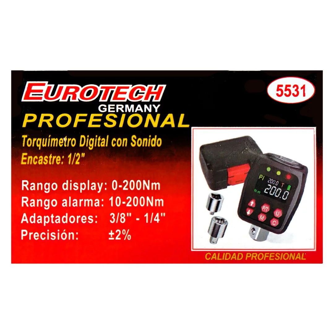 Torquímetro digital 200 Nm | Enc. 1/2″ + adaptadores 3/8″ 1/4″ - imagen 10