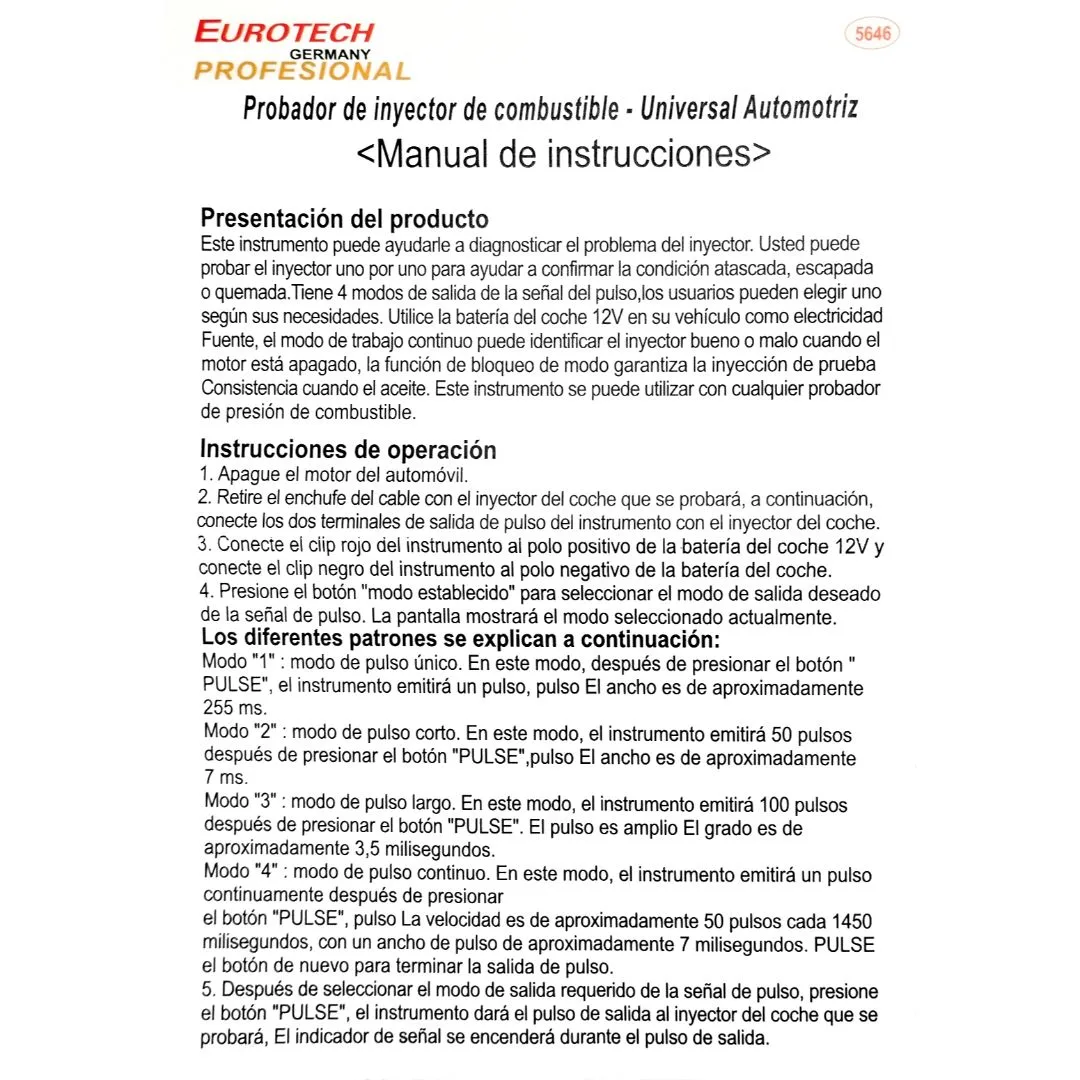 Probador inyector motor combustible - imagen 2