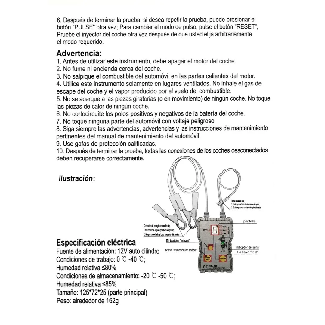 Probador inyector motor combustible - imagen 3