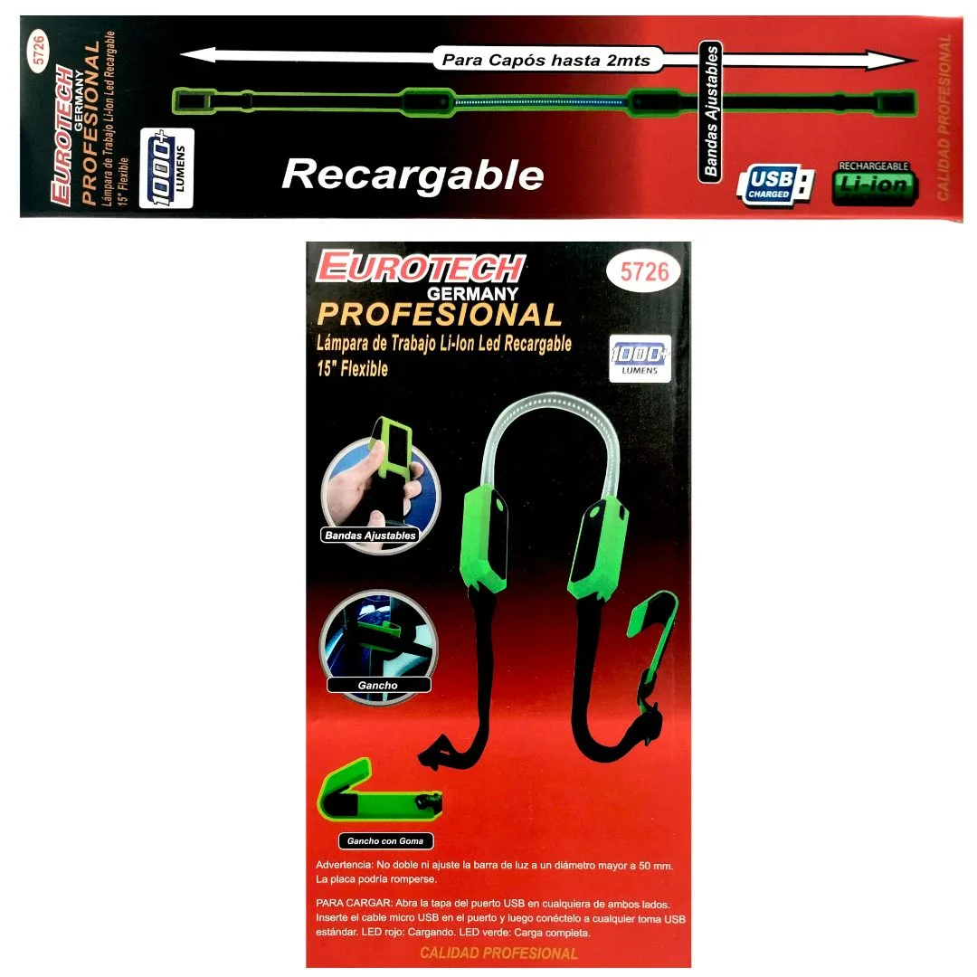 Lámpara de trabajo Flexible – LED recargable – 15″