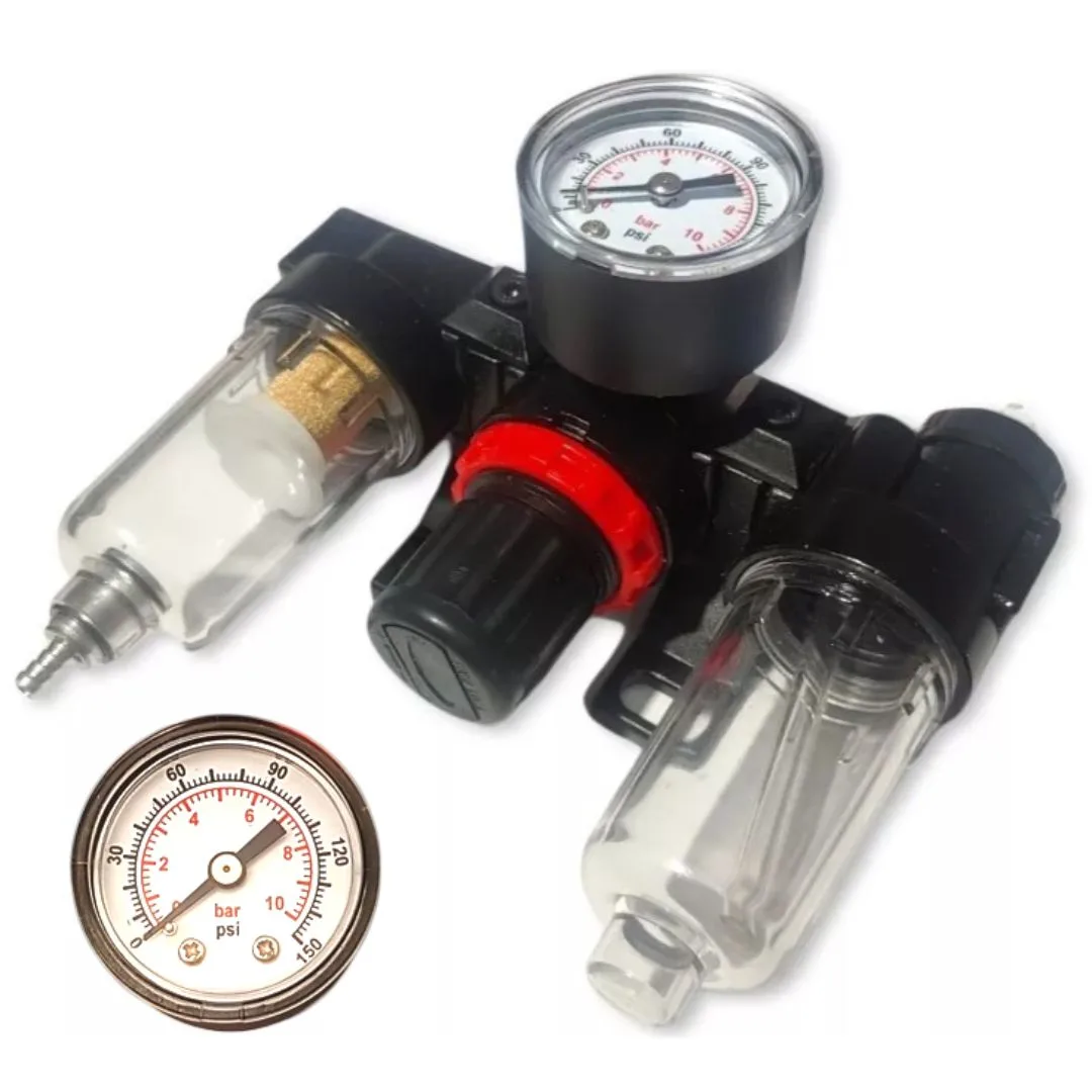 Filtro Regulador Aire Manómetro – 1/4″- Trampa Agua Lubricador