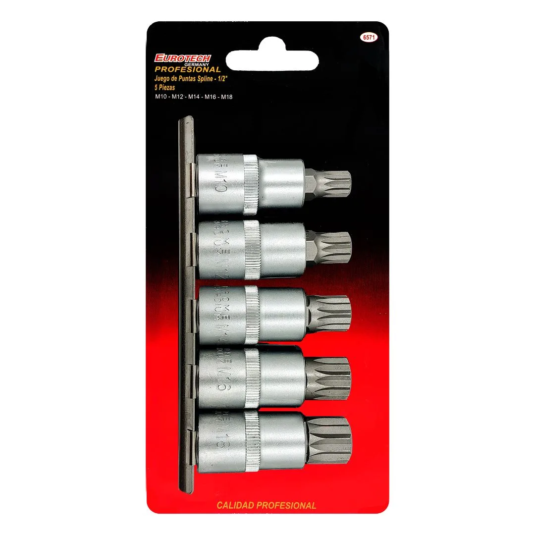 Puntas Multiestría cortas con guía – M10 a M18 – 5 pcs.