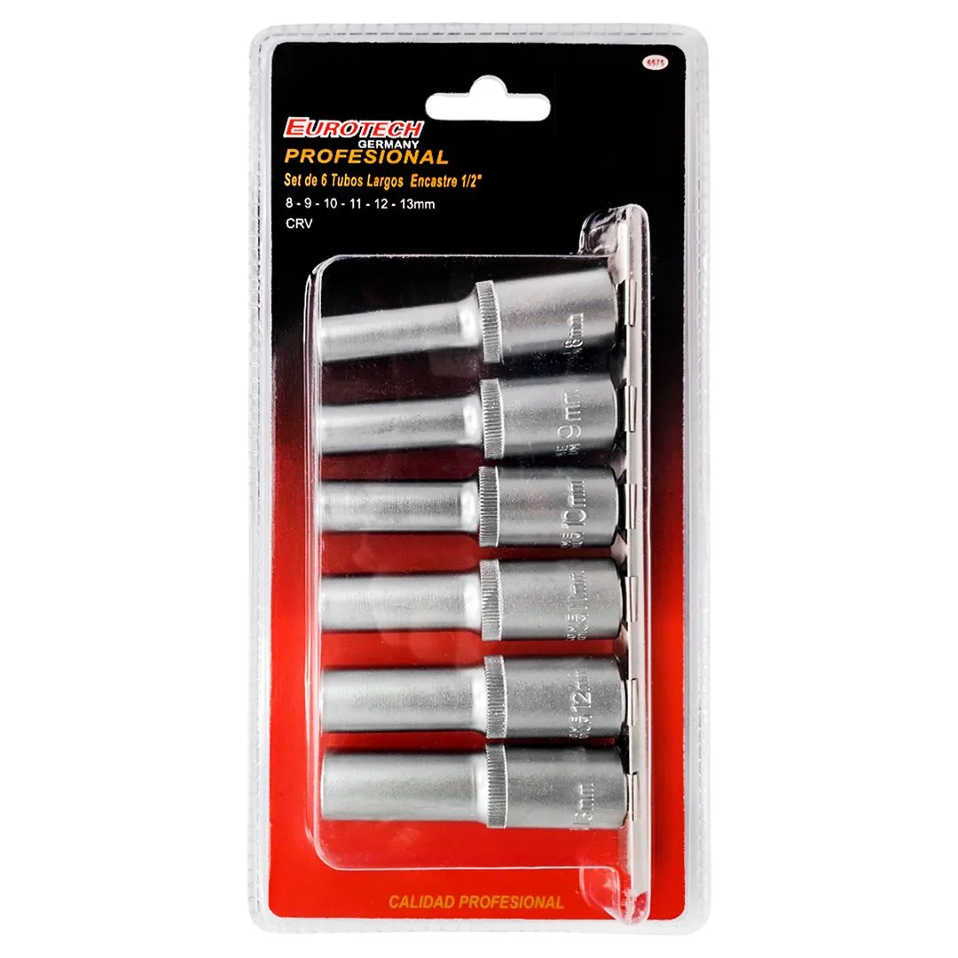 Tubos largos 1/2″ – 8 a 13 mm – 6 pcs.