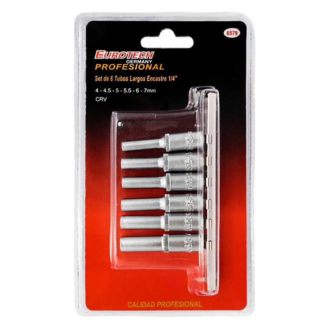 Tubos largos 1/4″ – 4 a 7 mm – 6 pcs.