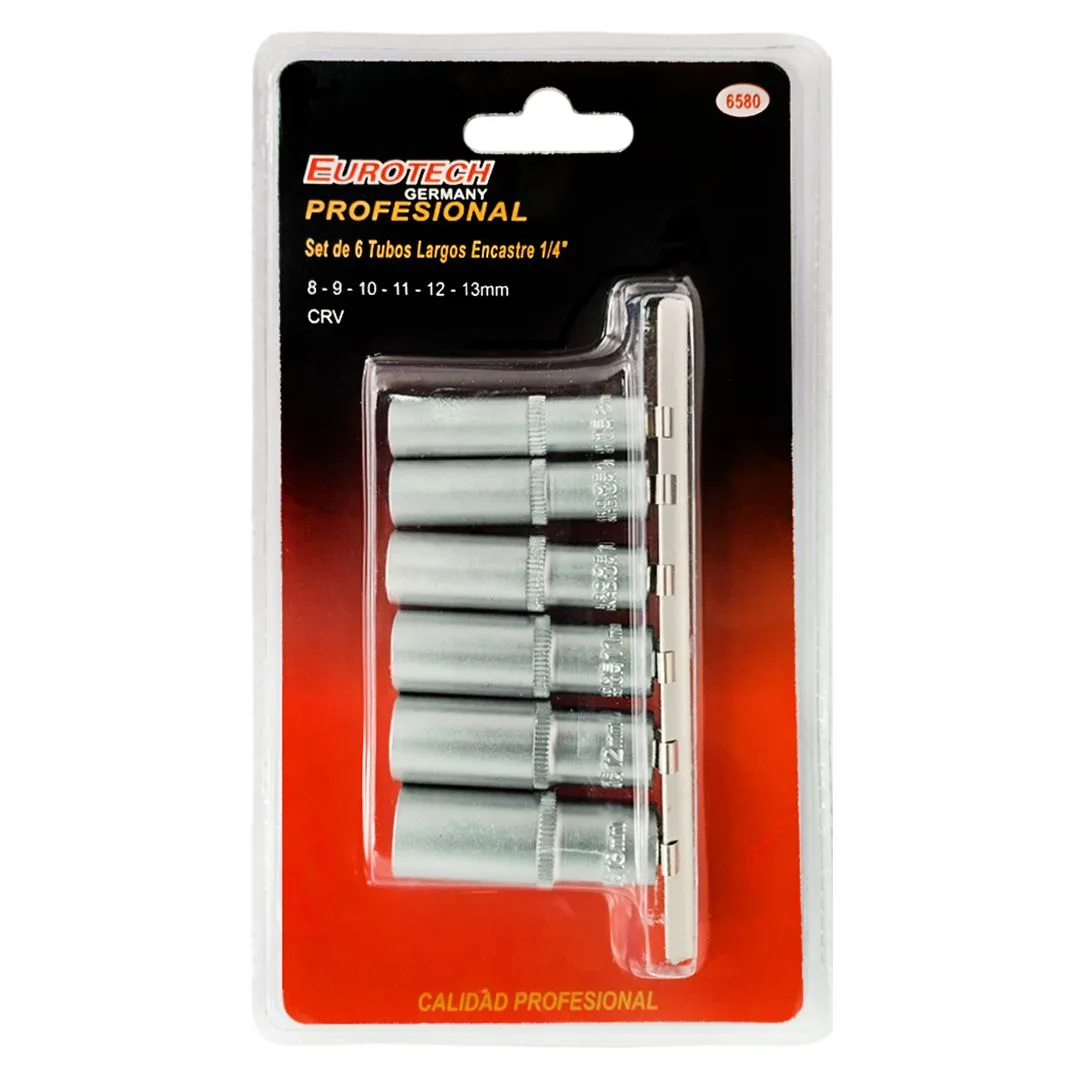 Tubos largos 1/4″ – 8 a 13 mm – 6 pcs.