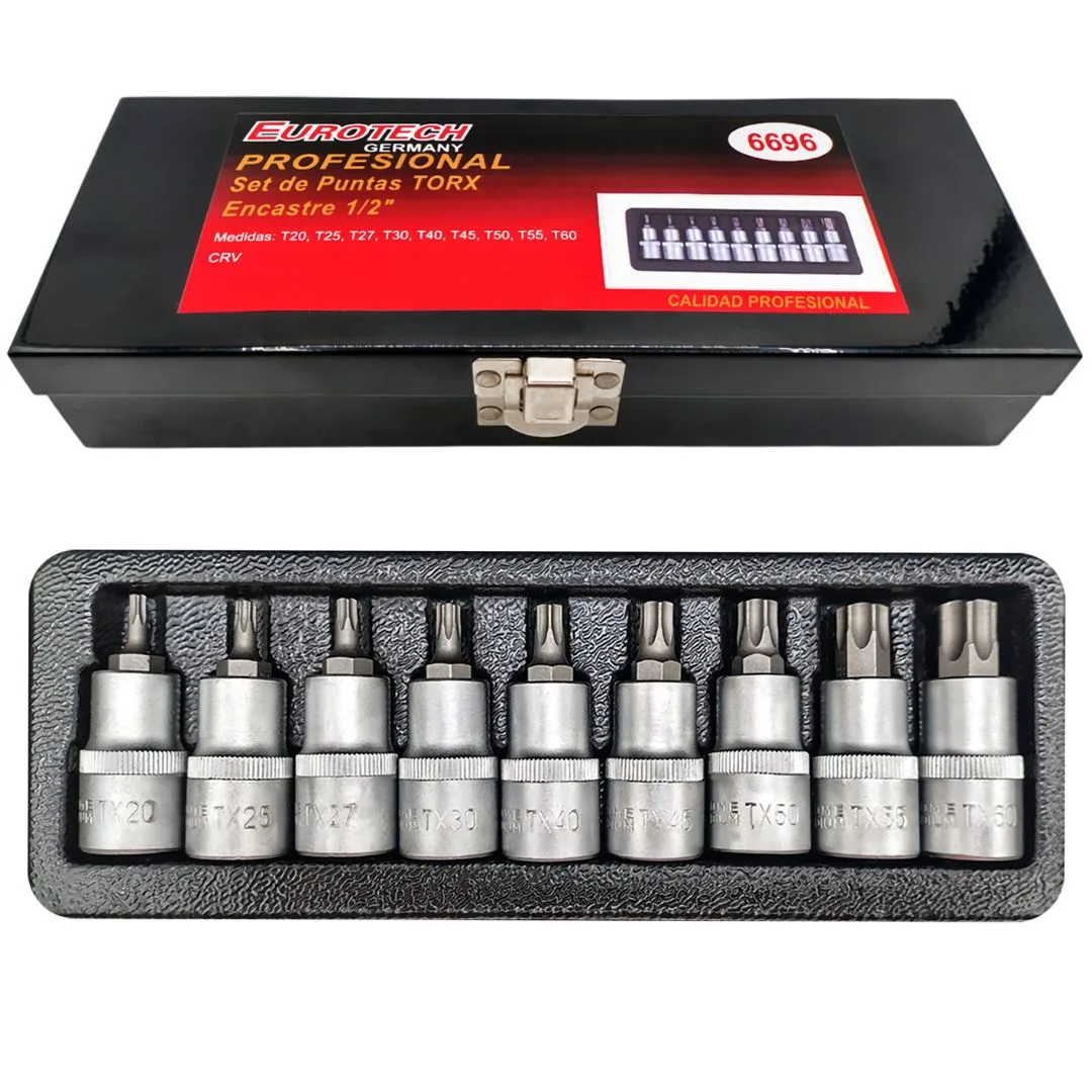 Puntas Torx con dado / enc. 1/2″ x9 pzs. – T20 a T60