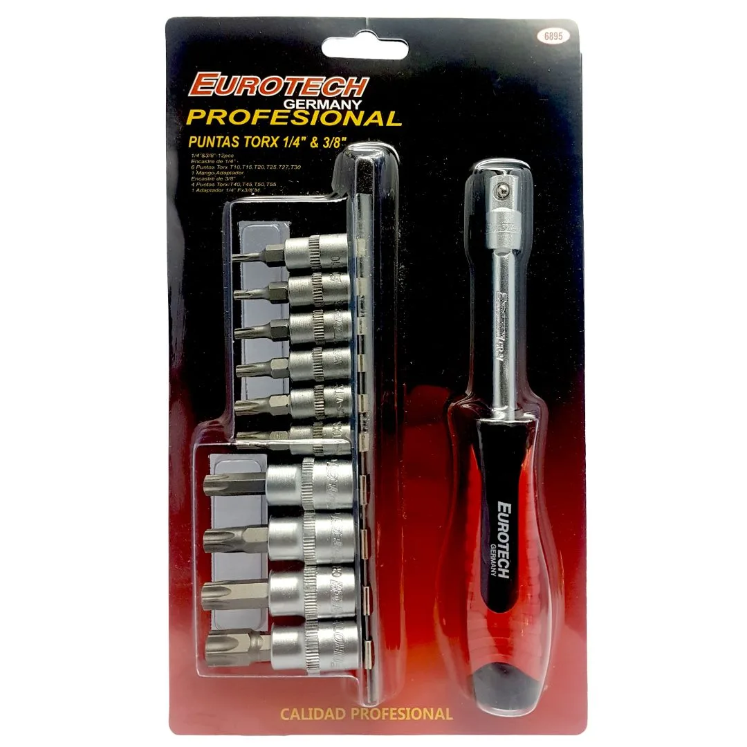 Puntas Torx enc. 1/4″ y 3/8″ con mango y adaptador – 12 pcs. - imagen 3
