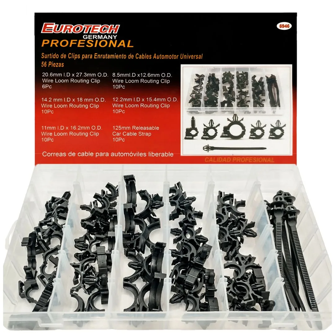 Clips enrutamiento pasa cables – surtido 56 pcs.