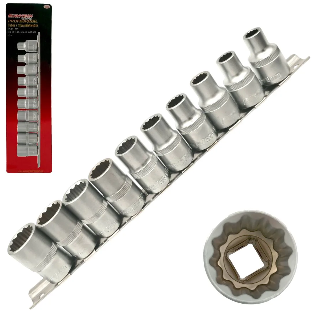 Tubos multi estriados 8 a 17 mm – Enc. 1/2″ – 11 pcs.