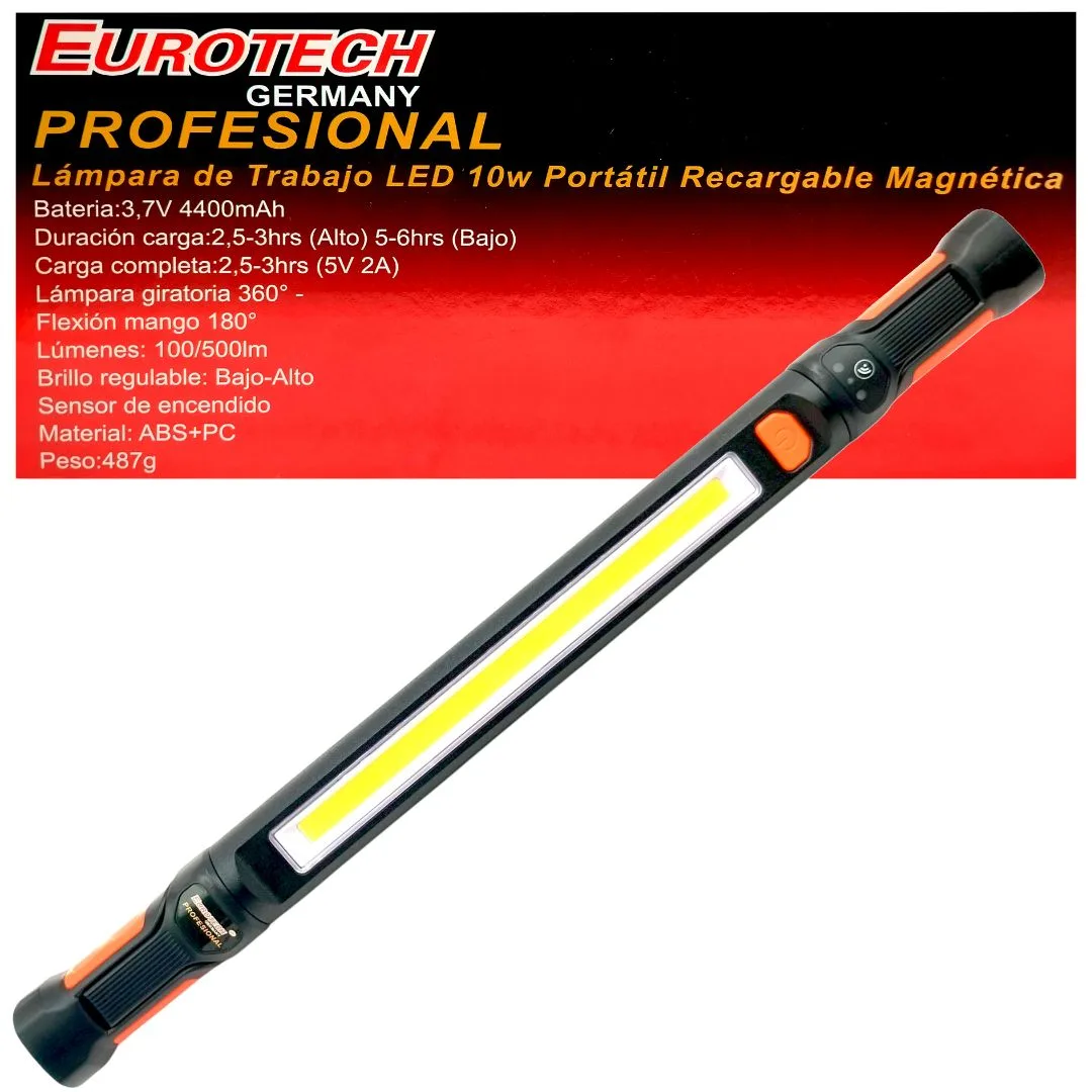 Lámpara de trabajo LED magnética – 10W – Recargable