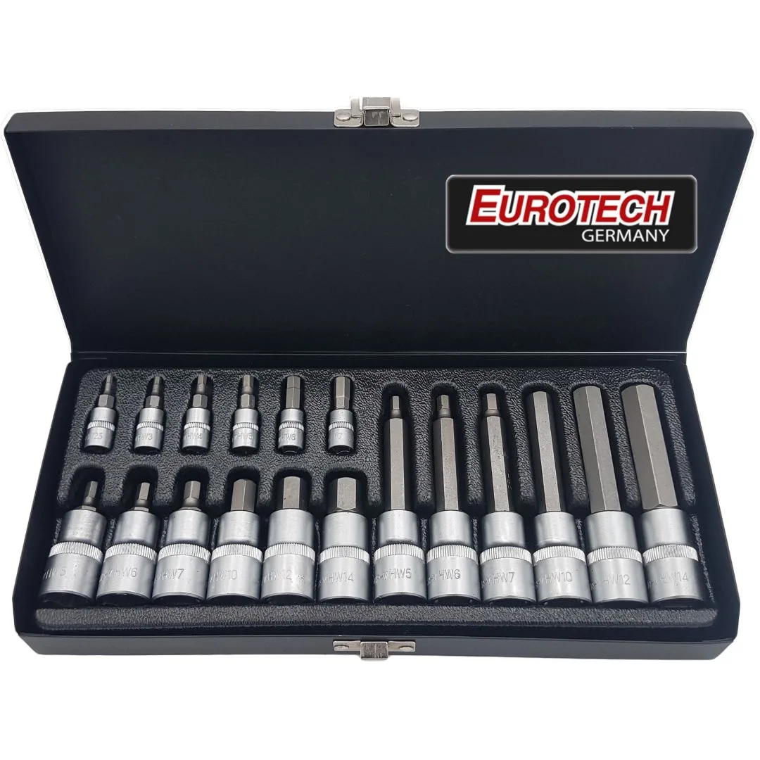 Puntas Allen largas y cortas – Encastre 1/4″ 1/2″ – 18 pcs.