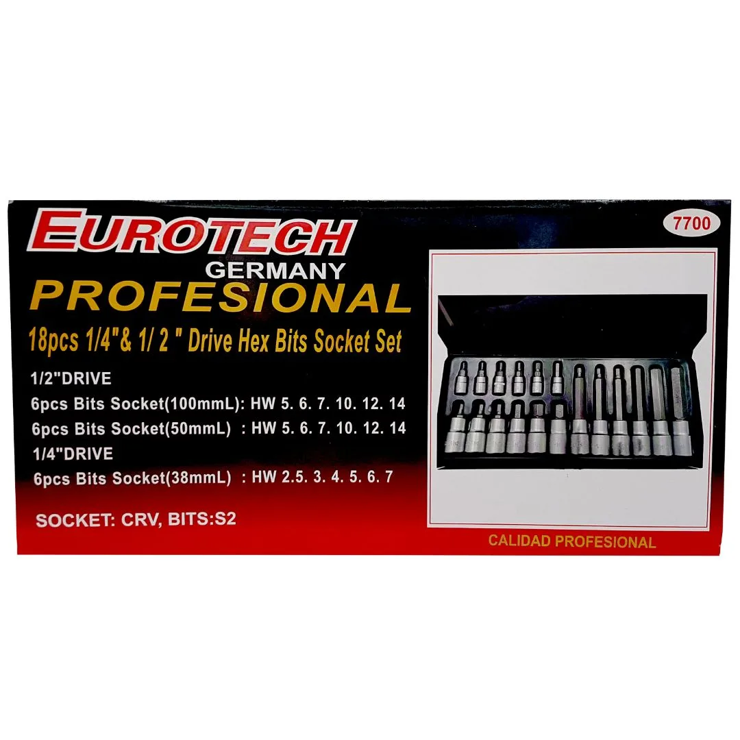Puntas Allen largas y cortas – Encastre 1/4″ 1/2″ – 18 pcs. - imagen 2
