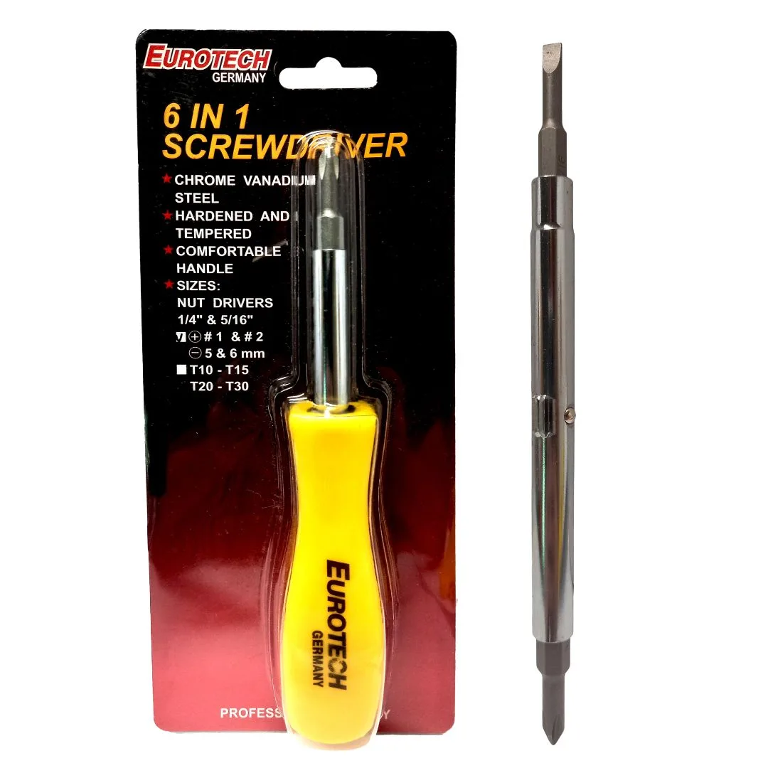 Destornillador «6 en 1» – Plano y Phillips – 6 pcs.
